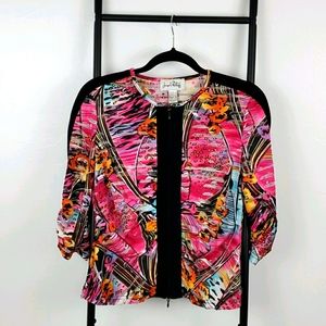 Joseph Ribkoff top zipper fly blouse women size 10